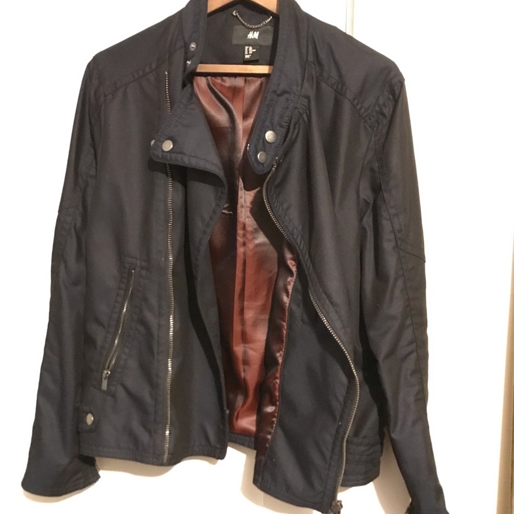 H&M Men’s Moto Jacket Navy 40R/Medium